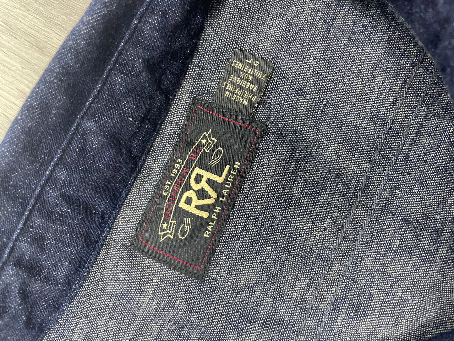 RRL Dark Washed Linen Denim Workshirt L