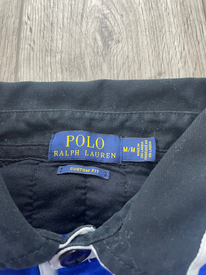 M - Polo Ralph Blue/Black Long Sleeve Rugby
