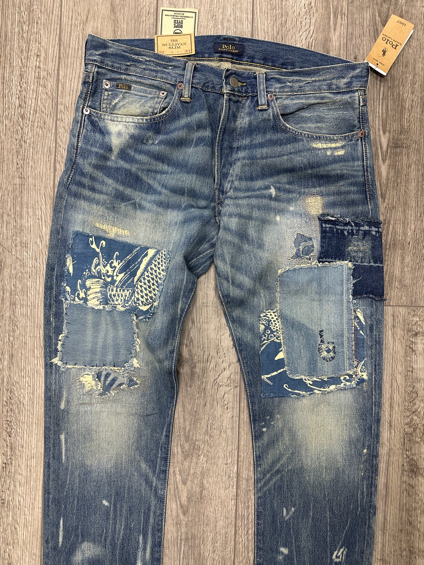 Polo RL Distressed koi fish Slim jeans Size 32x34 New