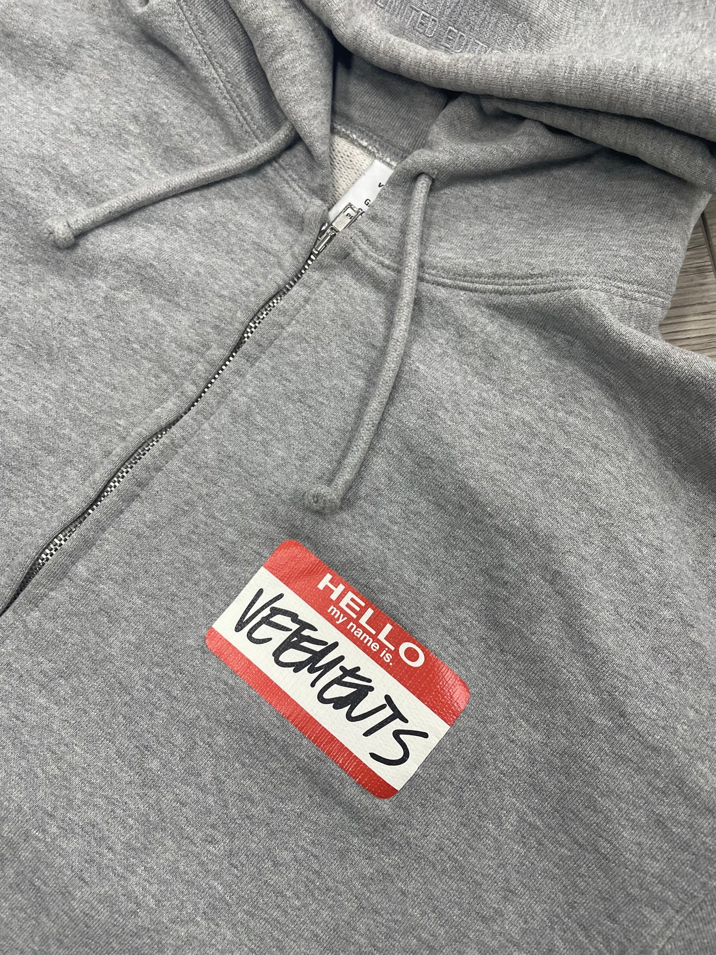 Vetements Name Tag Zipup Hoodie “Hello My Name Is” M