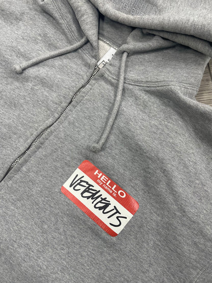 Vetements Name Tag Zipup Hoodie “Hello My Name Is” M