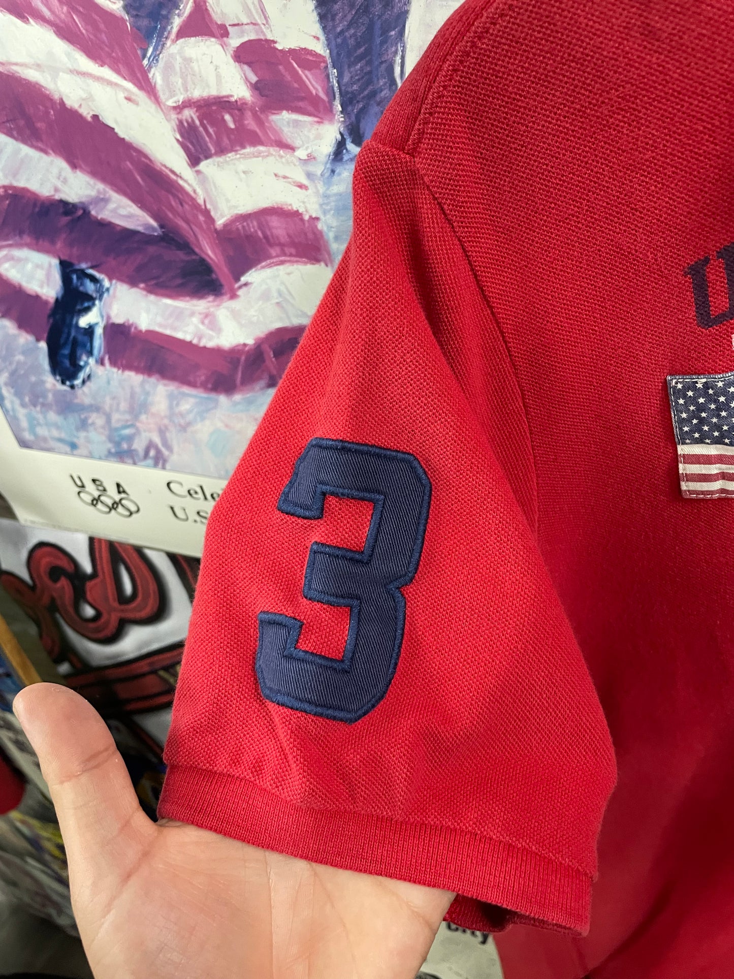 L - Polo by Ralph Lauren Big horse USA Flag Polo