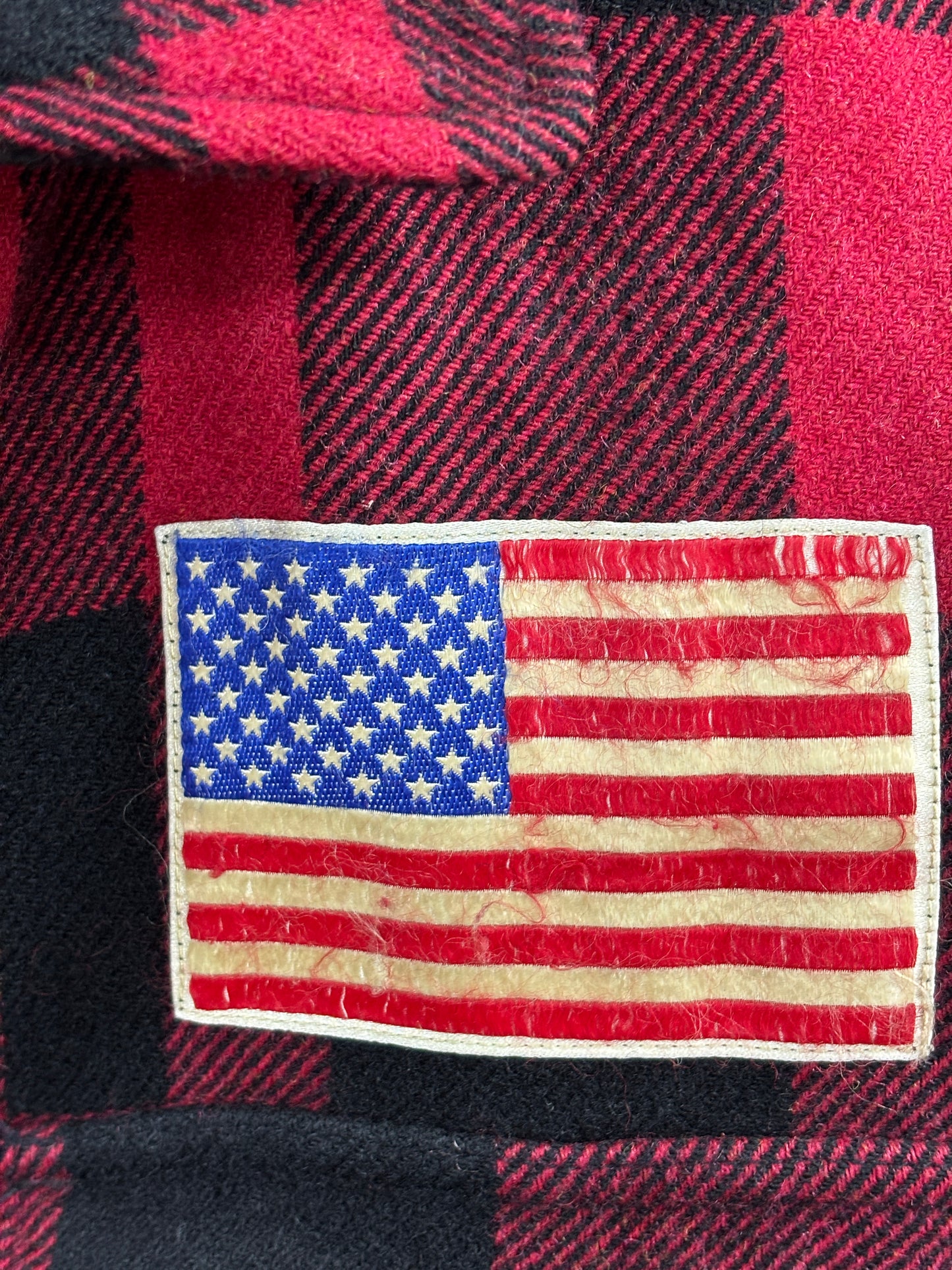 RRL plaid hunting jacket USA flag Large