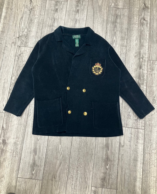 M - Lauren Ralph Lauren black corduroy double-breasted blazer Crest