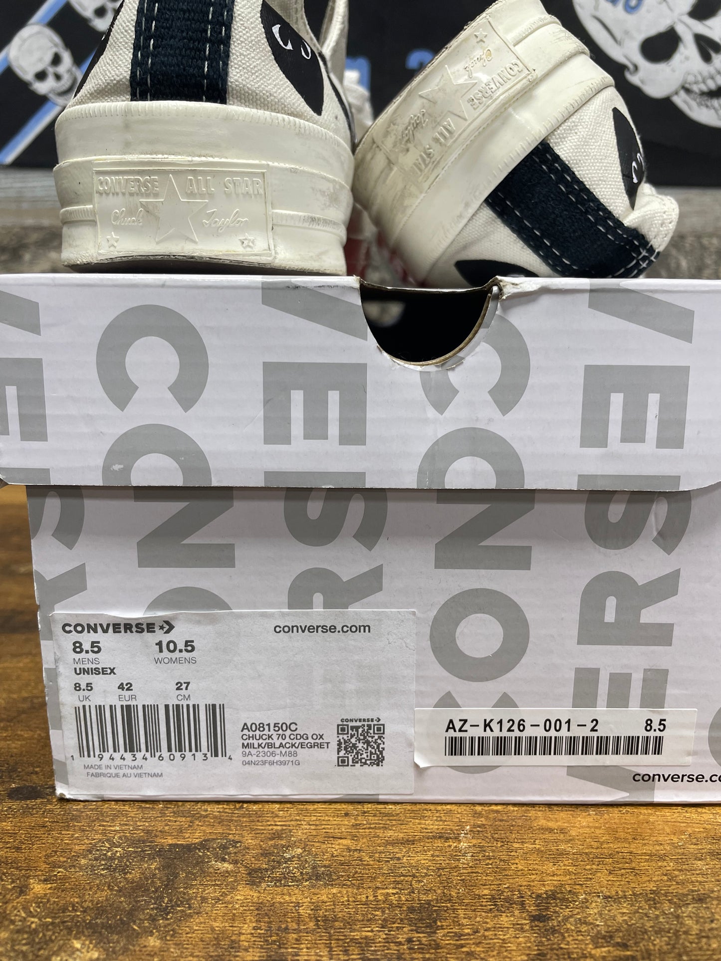 Comme des Garçons PLAY x Converse Chuck 70 Low 'Multi Heart - Milk Black' 8.5