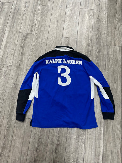 L -  Polo Ralph Lauren Snow Polo Challenge Cup Crest Rugby Shirt