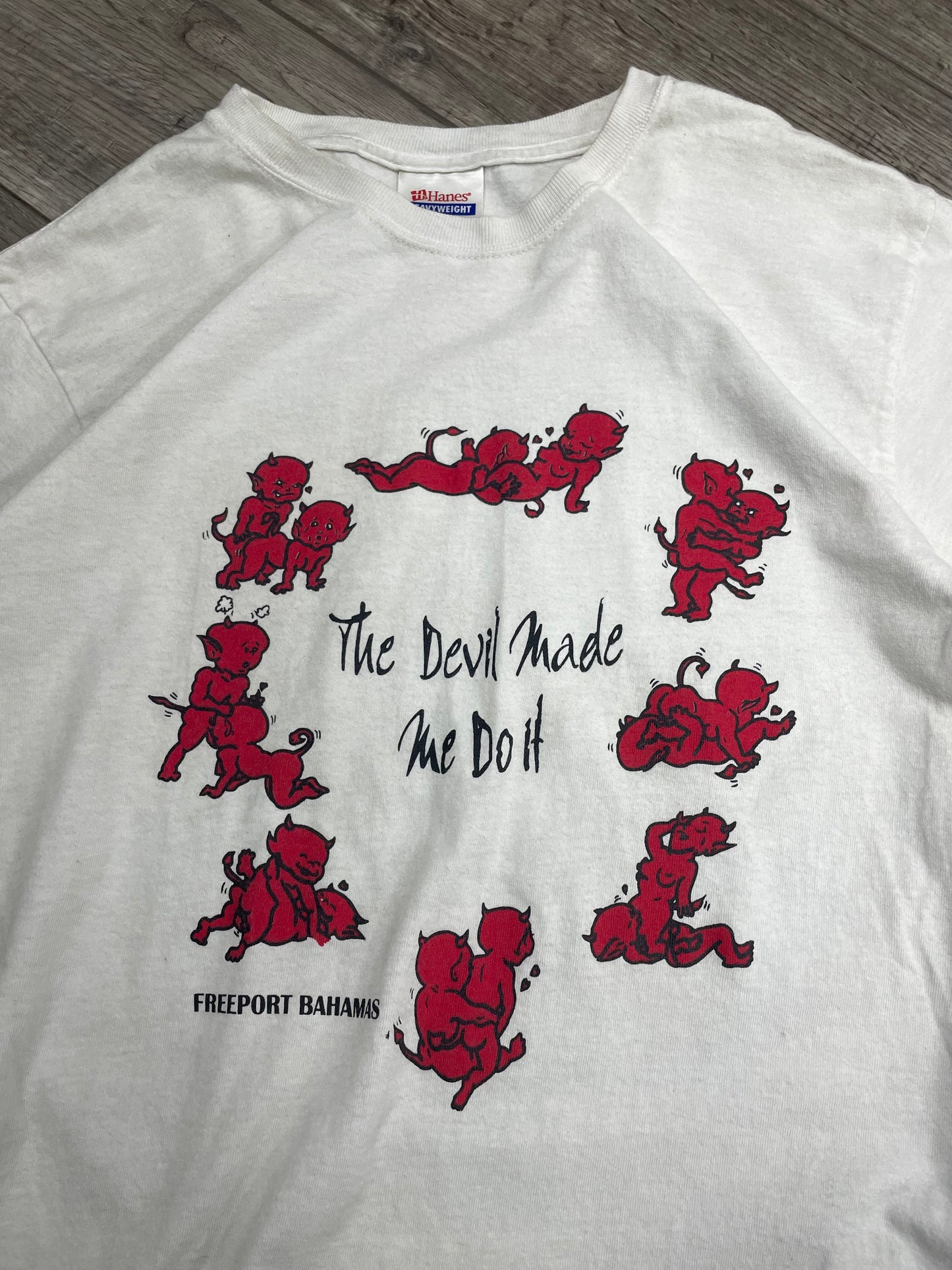 S - vintage “ The Devil Made me do it “ Tee