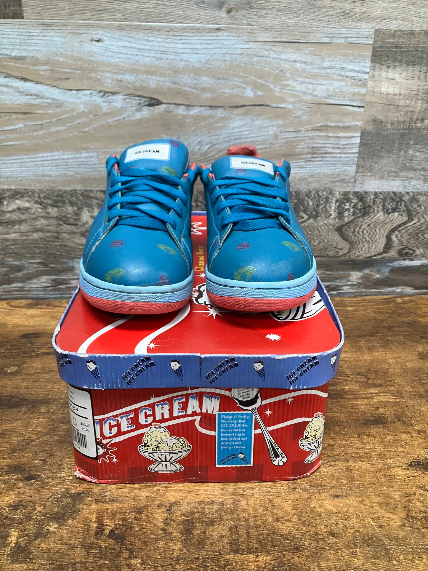 8.5-Billionaire Boys Club Reebok  Ice Cream Board Flip “Diamonds & Dollars”