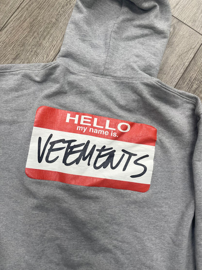 Vetements Name Tag Zipup Hoodie “Hello My Name Is” M
