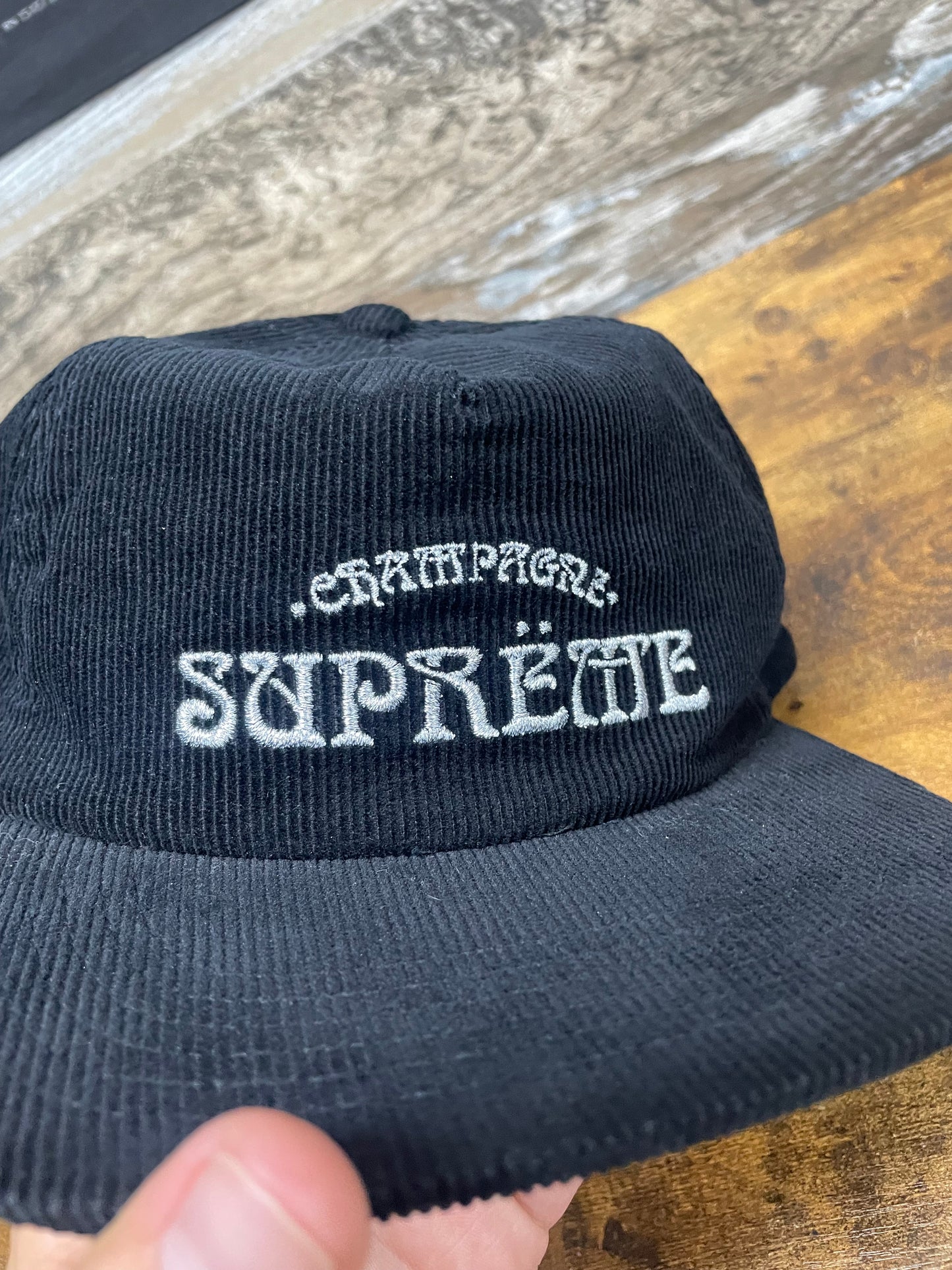 OS - Supreme Champagne Corduroy 5-Panel Cap from the SS24