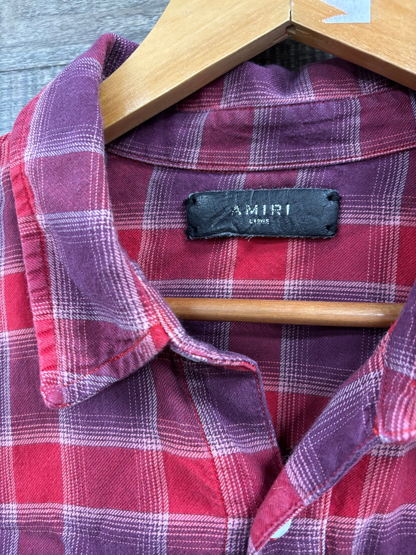 L- Amiri red bleached flannel