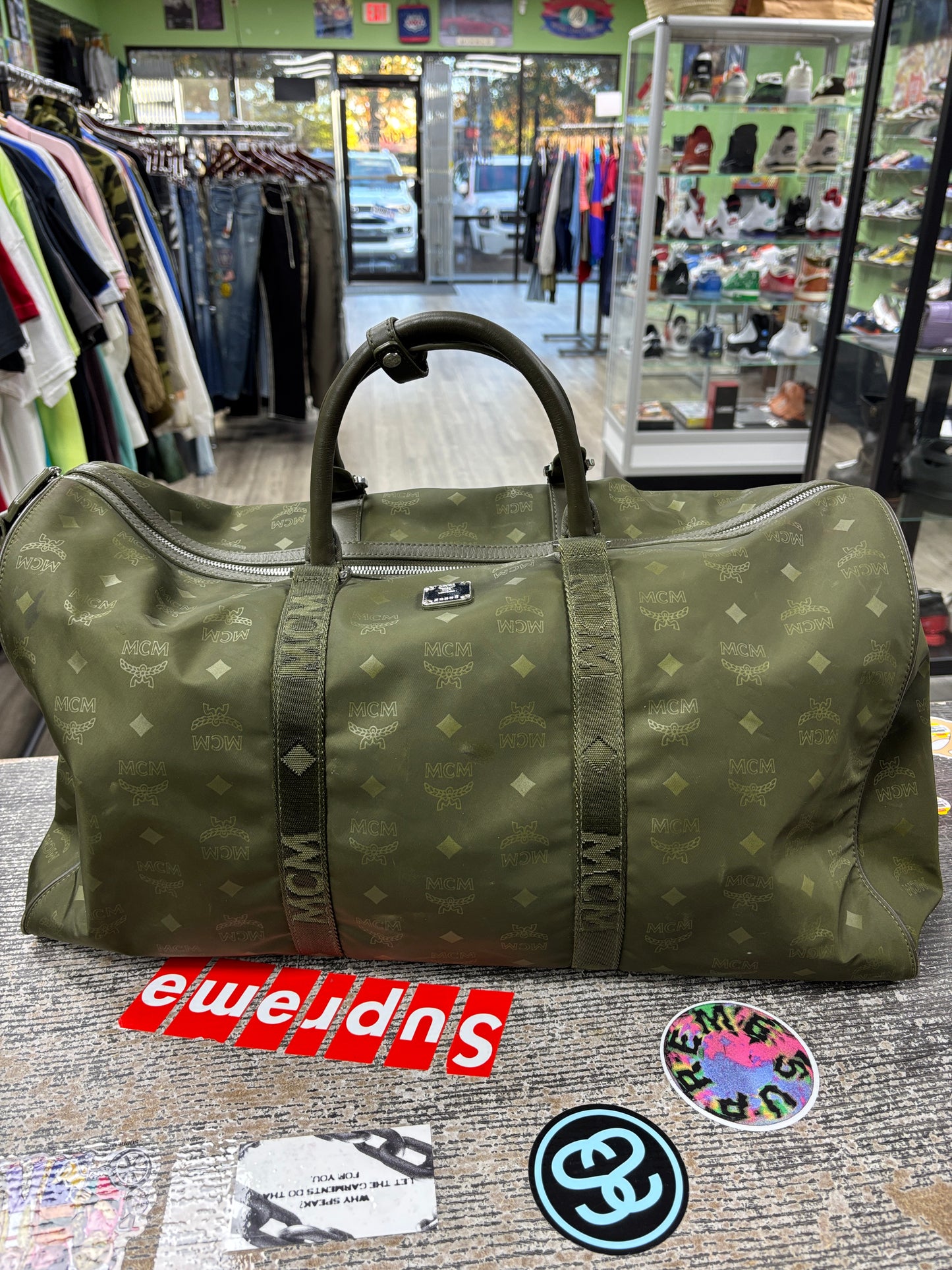 MCM Green Nylon Duffle bag