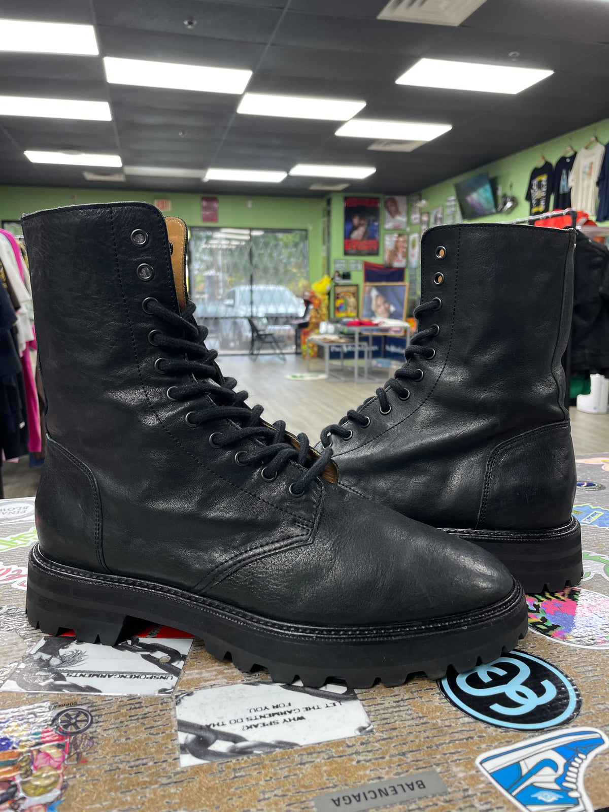 42/9 - Maison Margiela Black Army Lace Up Boots