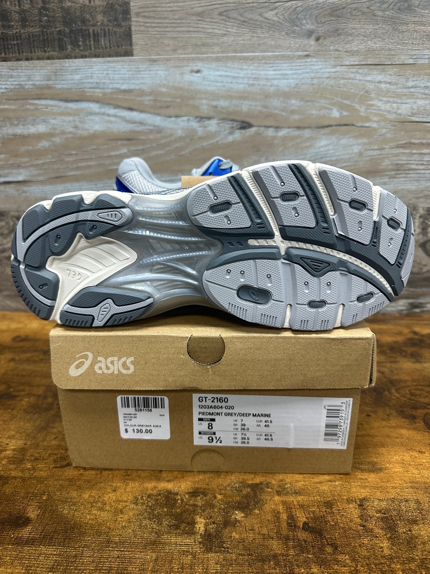 ASICS GT-2160 Grey/Marine Size 8 New