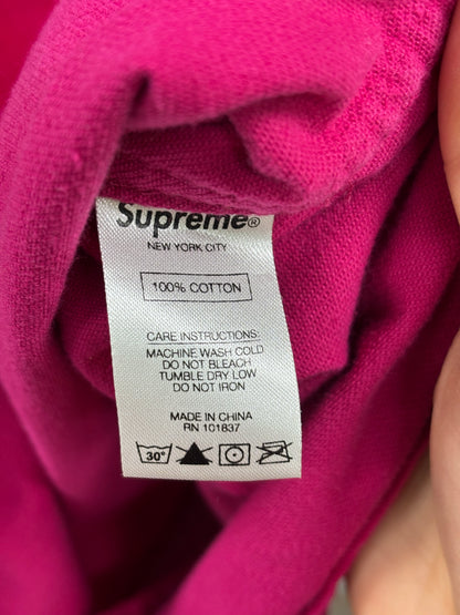 L- Supreme pink velvet zip shirt