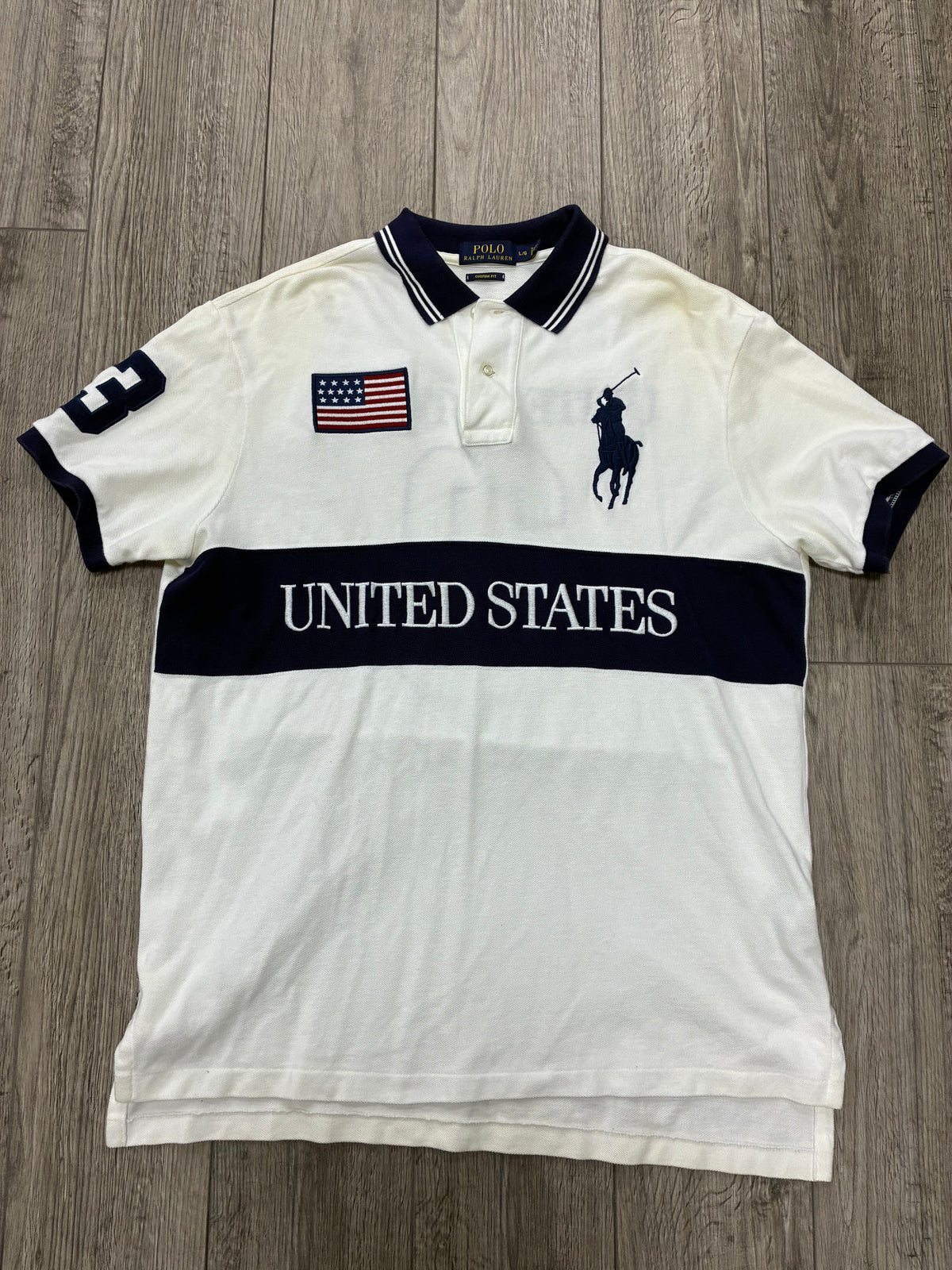 L - Polo ralph Lauren USA Black Stripe