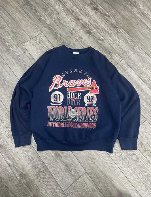 M - Vtg Atlanta Braves "Back 2 Back" National League Champions sweatshirt