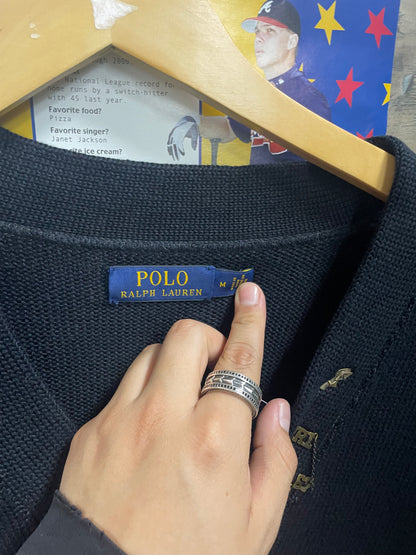 M - Polo Ralph Lauren Black Letterman Tiger Cardigan