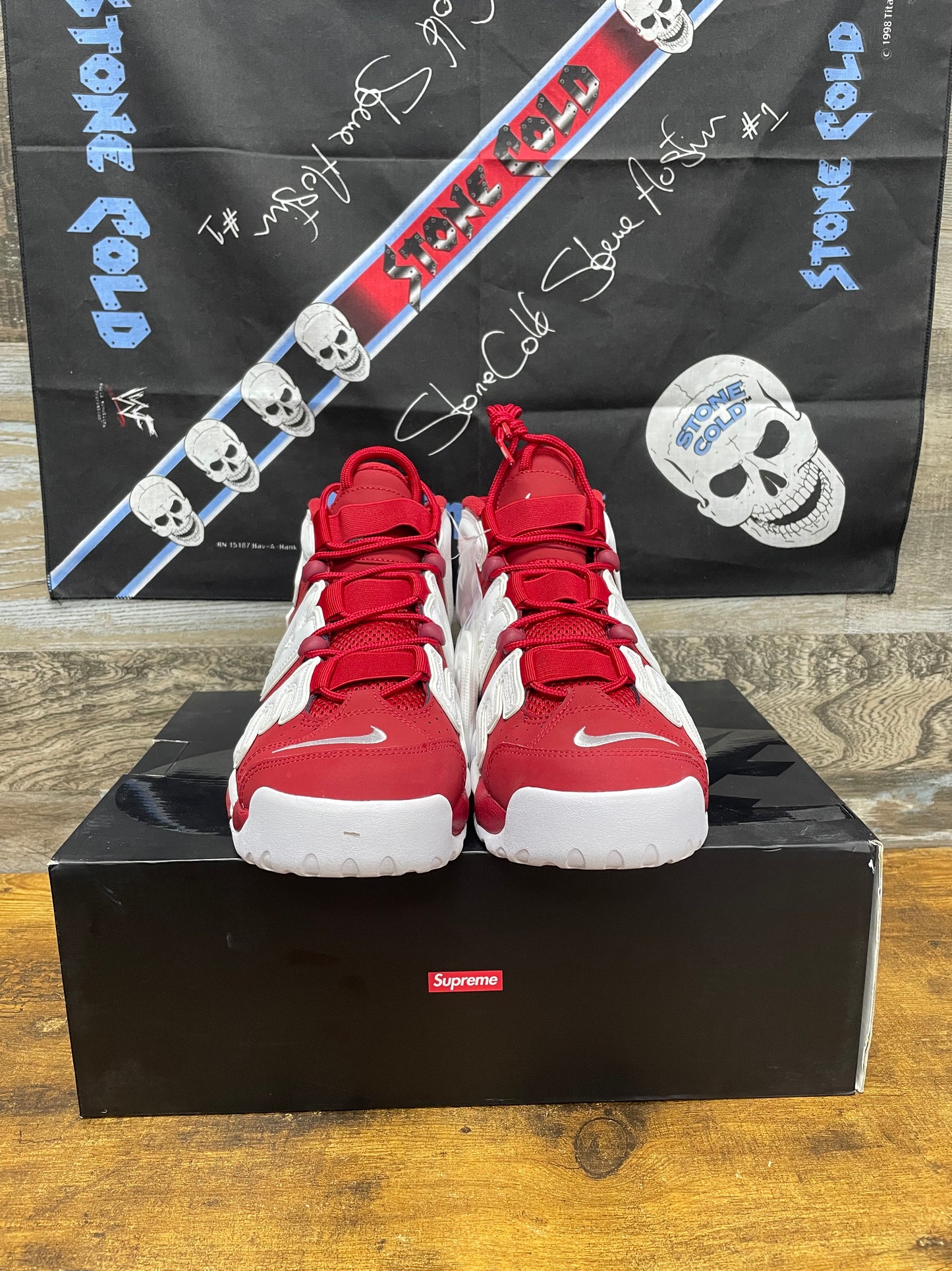 Supreme x Nike Air More Uptempo 'Red' 9.5