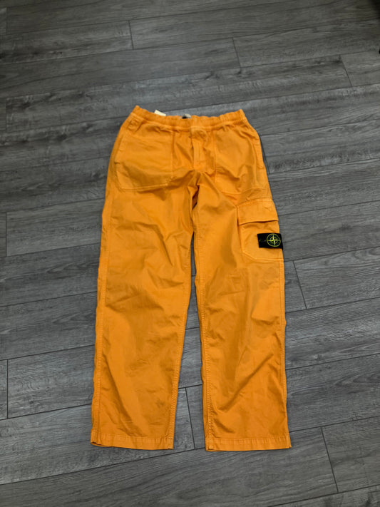 32 - Stone Island Orange Old Treatment Cargo Pants