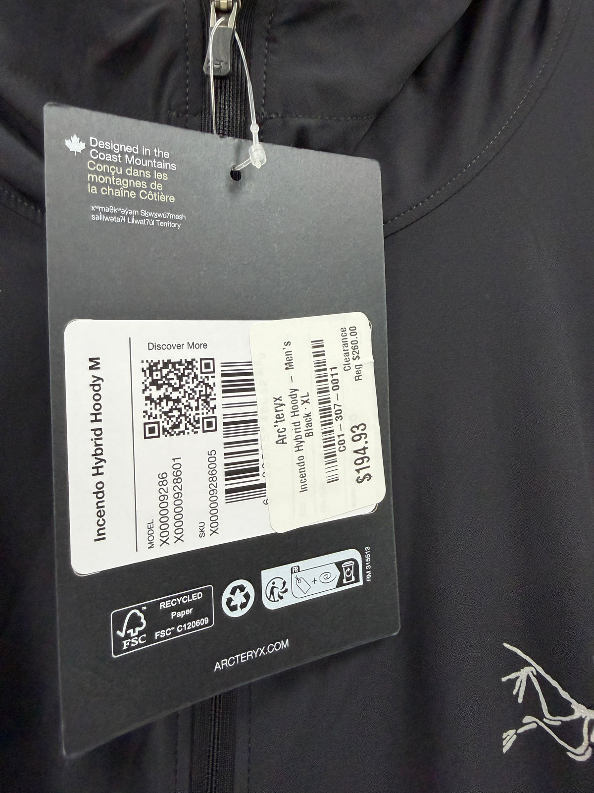 XL- Arc’teryx incendo hybrid hoodie jacket