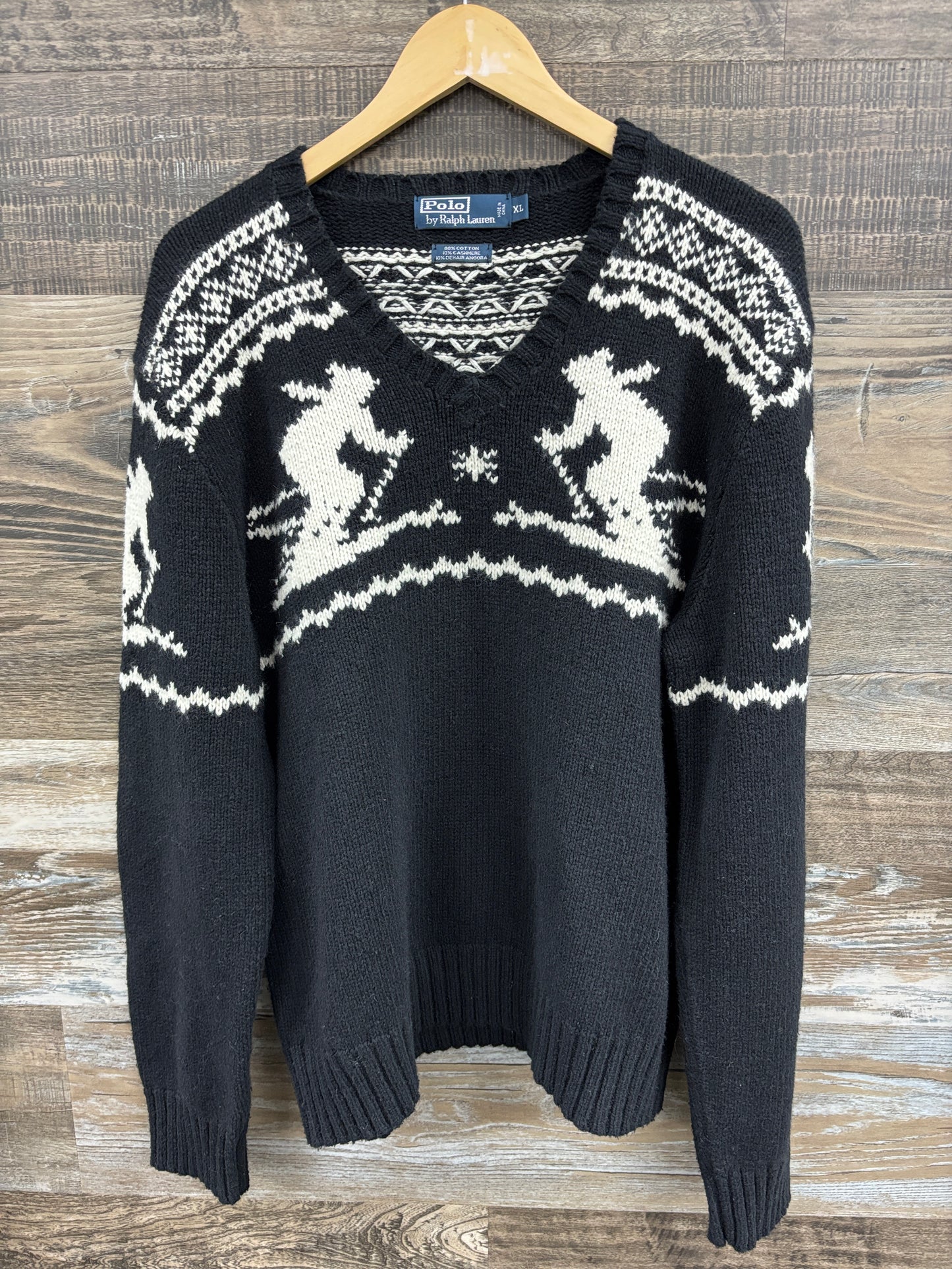 XL- Polo Vintage Ski V neck Sweater