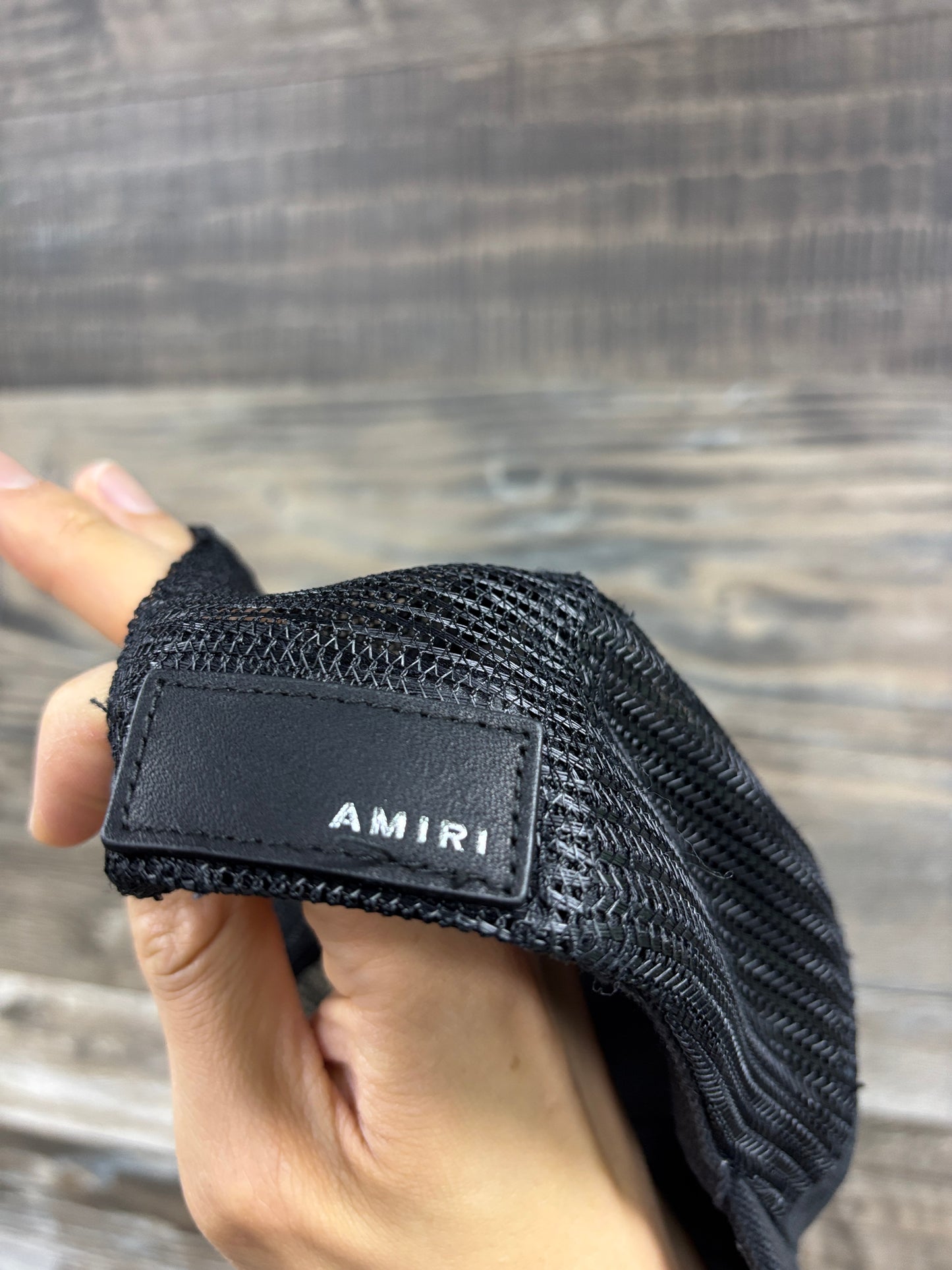 Amiri 3 star black leather hat