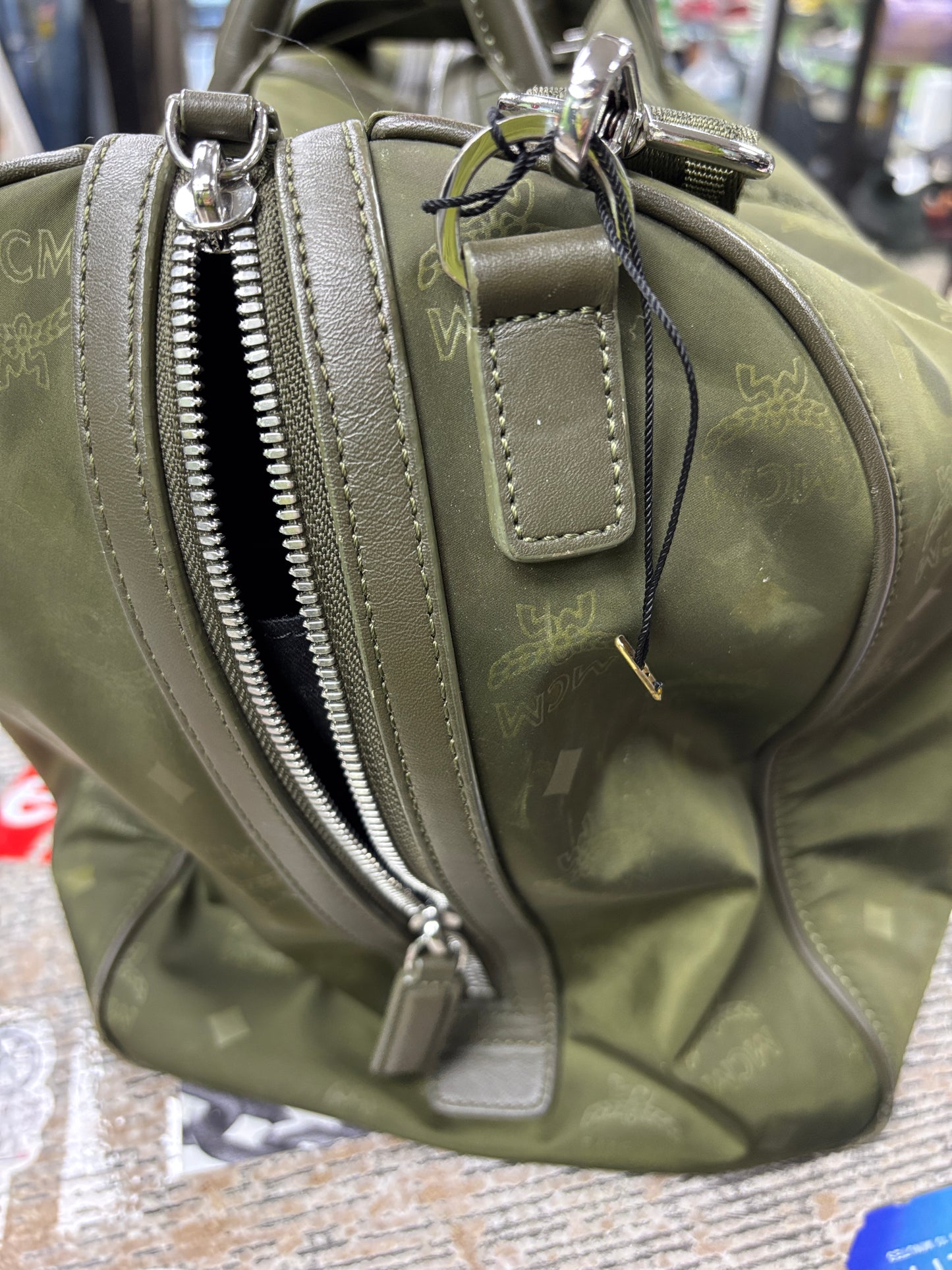 MCM Green Nylon Duffle bag