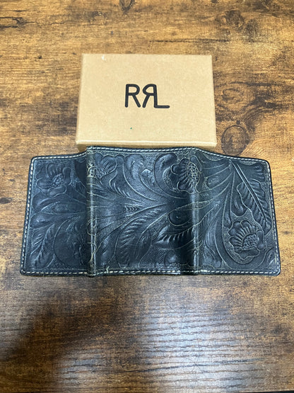 Double RL Tri-Fold Tooled Leather Wallet OS
