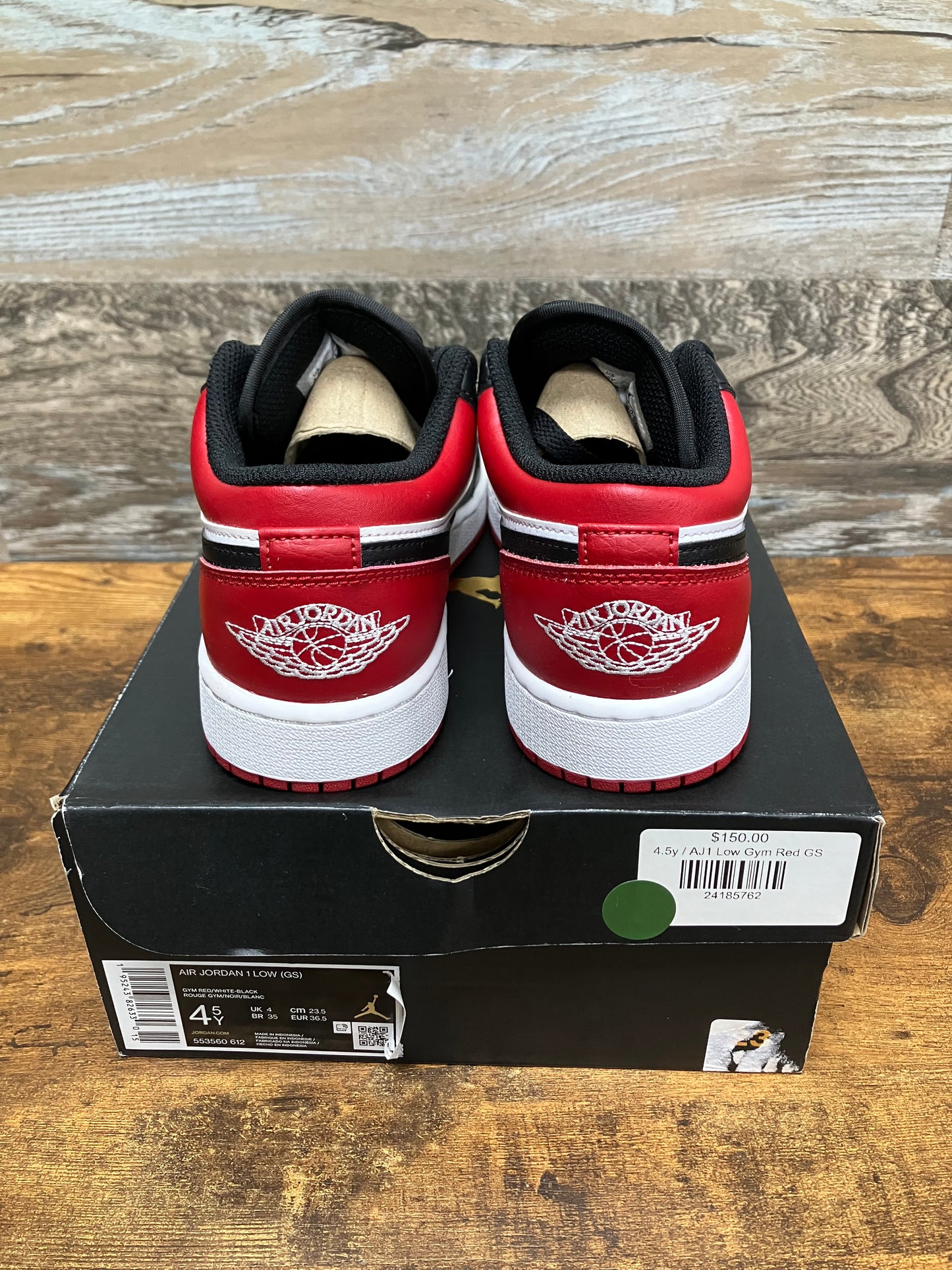 Size 4.5Y - Air Jordon 1 Low Bred Toe
