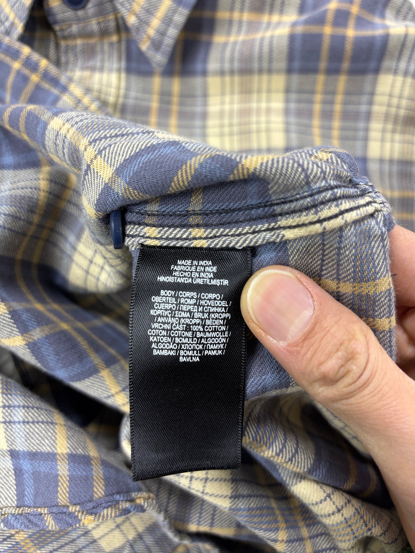 M- RRL PLAID TWILL FLANNEL FADED BLUE/YELLOW