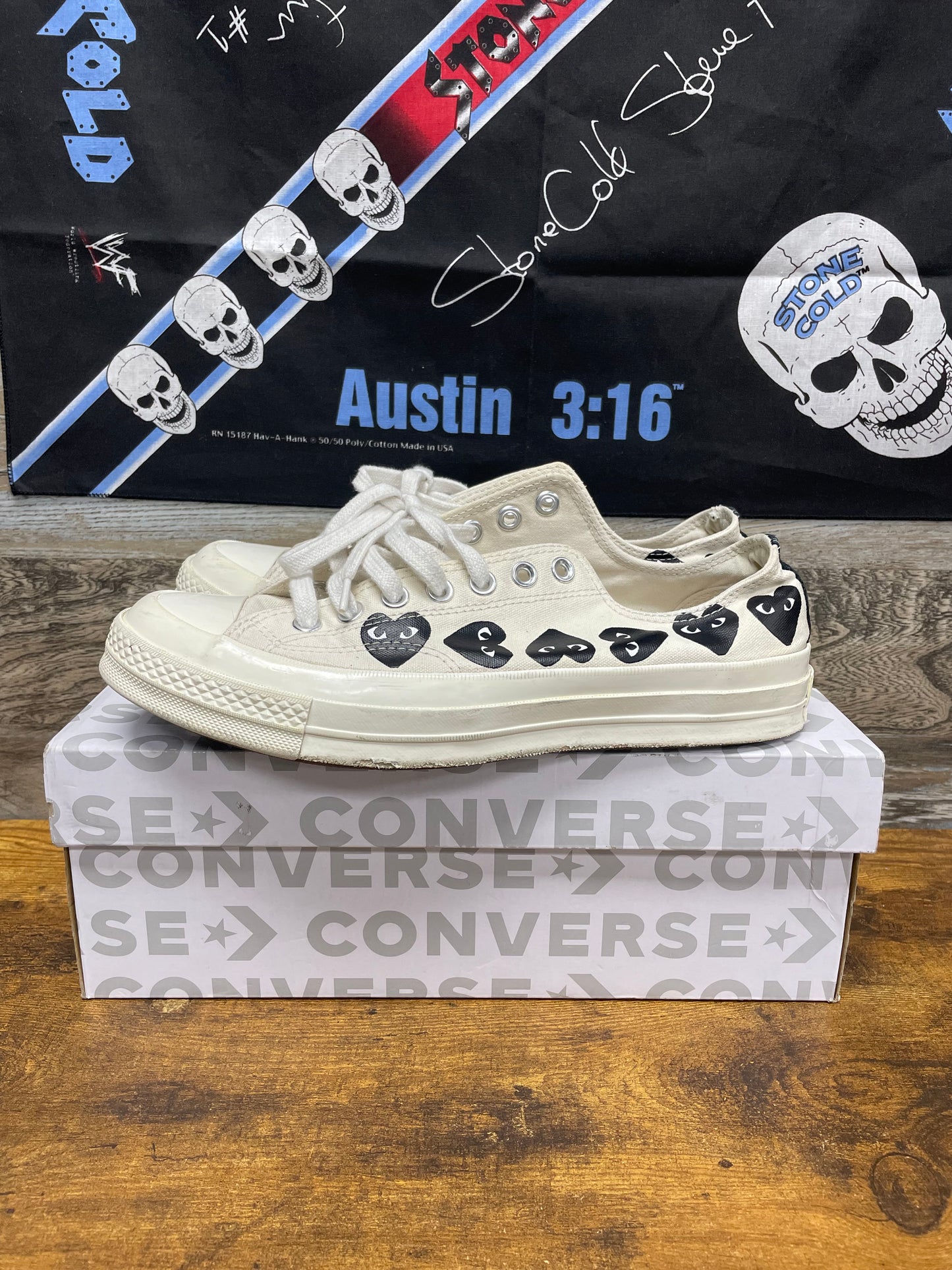 Comme des Garçons PLAY x Converse Chuck 70 Low 'Multi Heart - Milk Black' 8.5