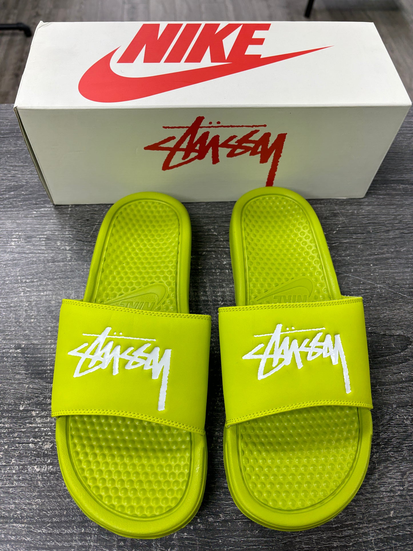 Stussy benassi Nike slides volt size 10