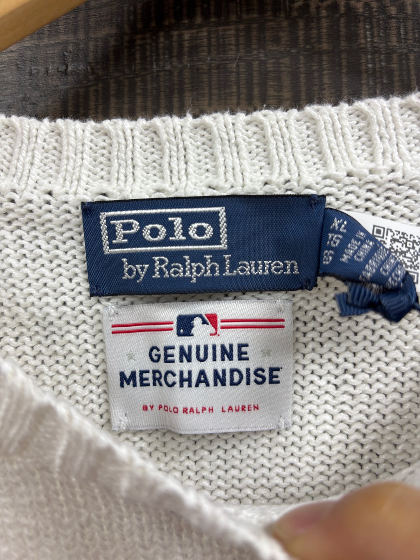 XL- Polo Ralph New York Yankees white sweater