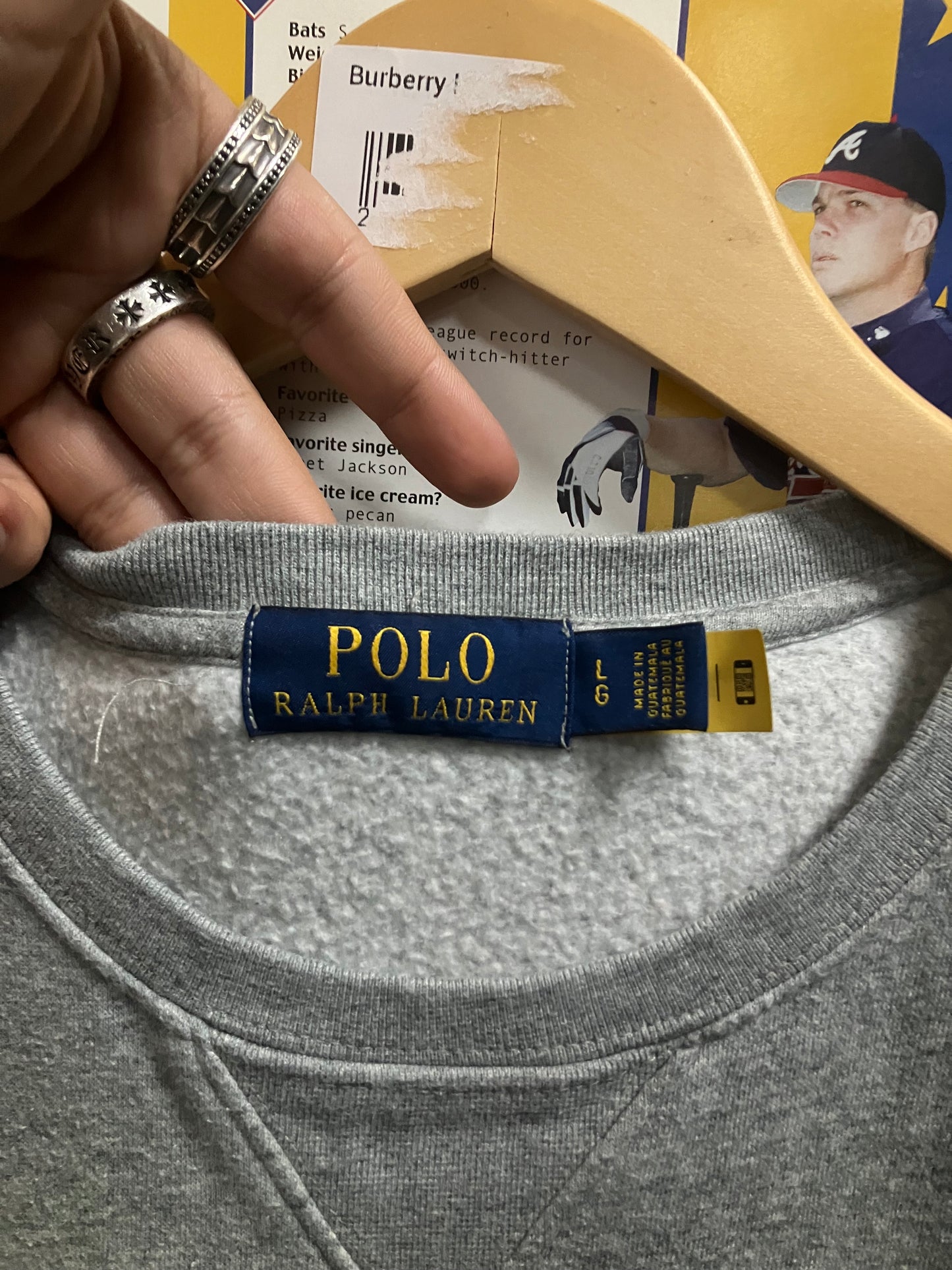 L - Polo By Ralph Lauren Bear Grey Crewneck