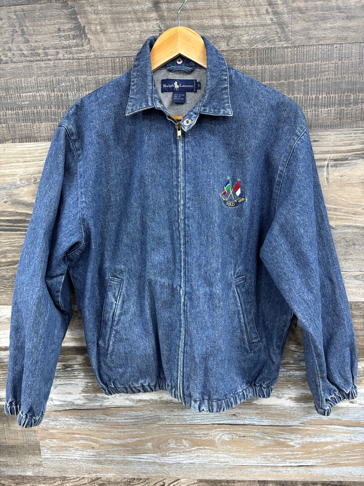 S- Polo Ralph Lauren Denim Cross Flags Jacket