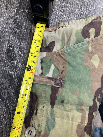30-White Green Camo Double Knee Cargo Pants