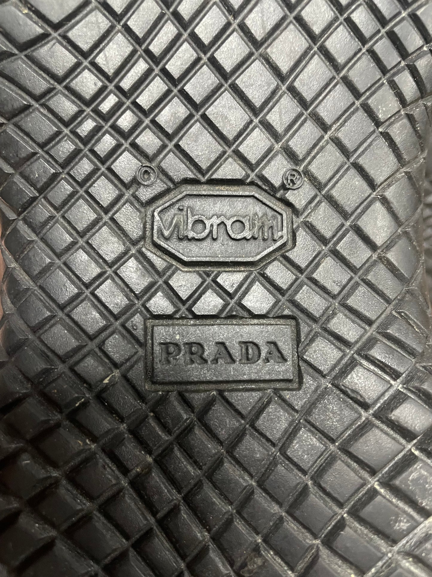 8.5 - vintage Prada AW99 black leather square-toe derby shoes