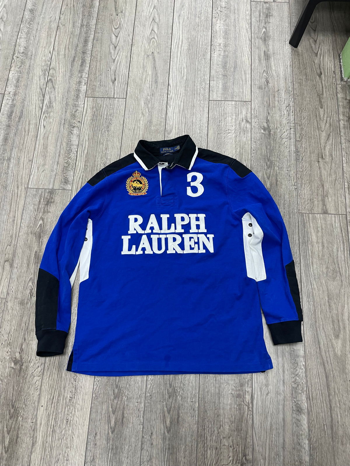 L -  Polo Ralph Lauren Snow Polo Challenge Cup Crest Rugby Shirt