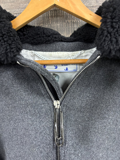 L- Off-White wool bomber aviator jacket