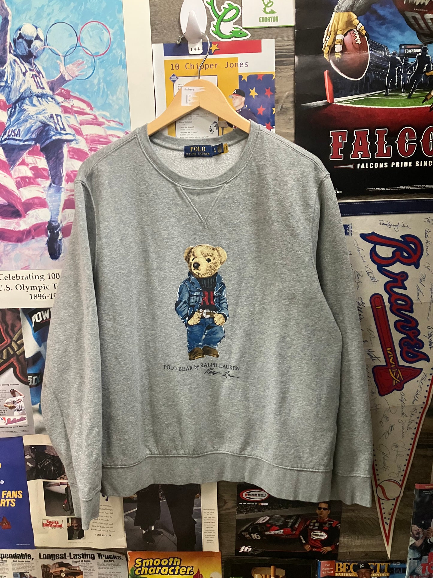L - Polo By Ralph Lauren Bear Grey Crewneck