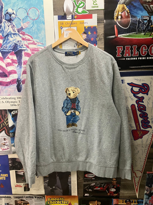L - Polo By Ralph Lauren Bear Grey Crewneck