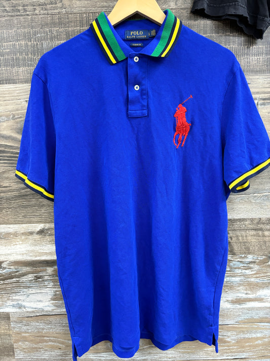 Polo blue yellow striped shirt L