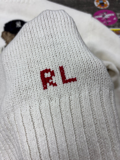 XL- Polo Ralph New York Yankees white sweater