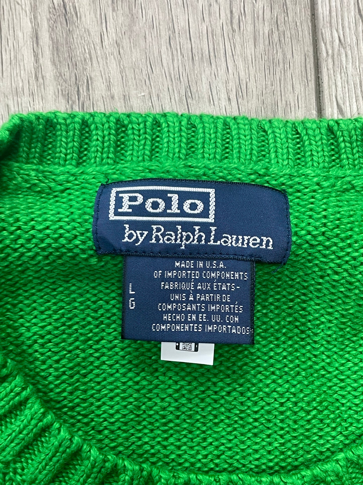 L - Polo Green USA Flag Sweater