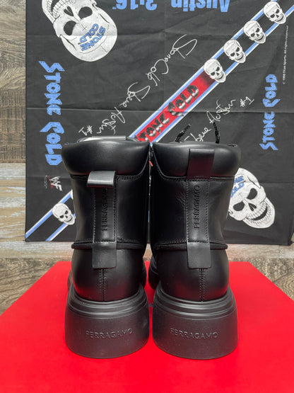 EU 10 - Salvatore Ferragamo
Men’s Black Maxi-Tongue Combat Boots
