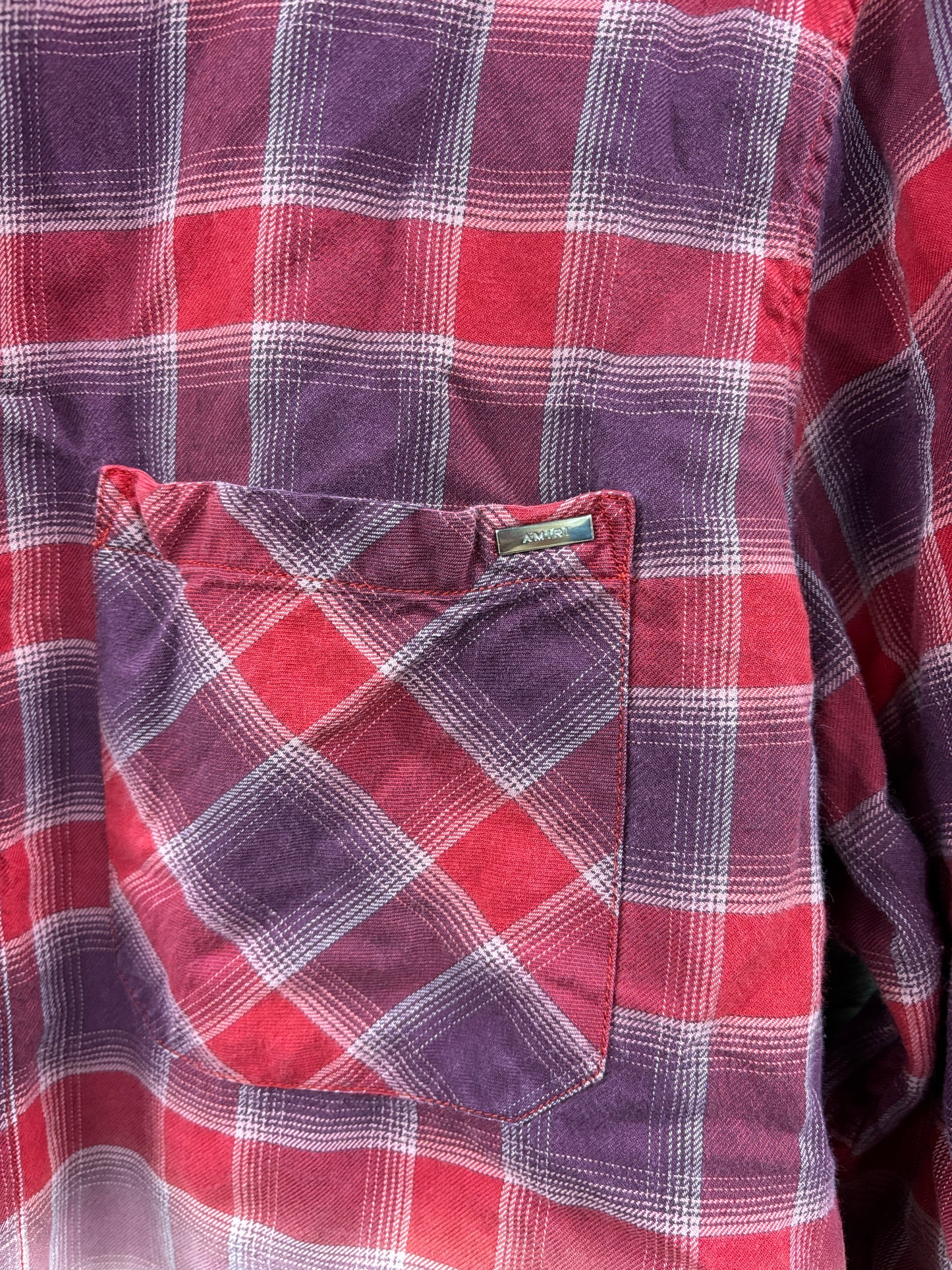 L- Amiri red bleached flannel