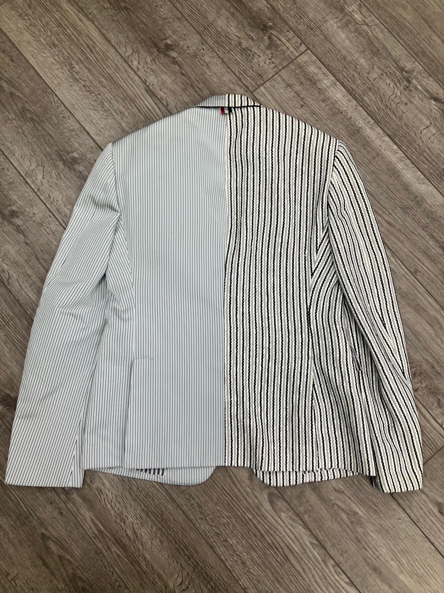 3-Thom Browne Asymmetric Grey Blazer
