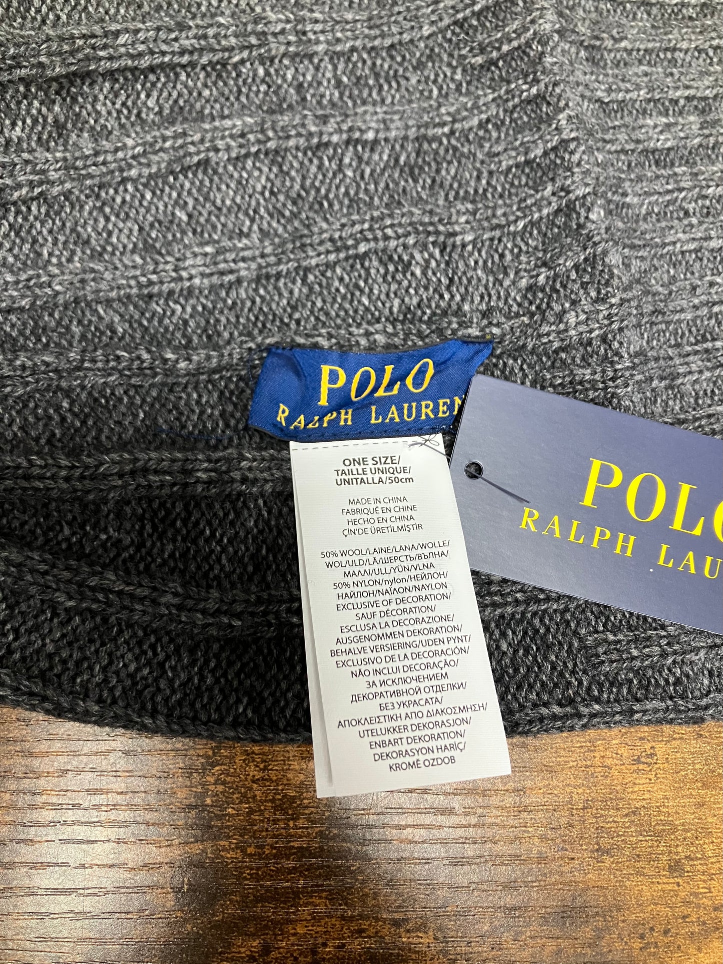 OS-Polo Ralph Lauren grey Cable Knit Beanie