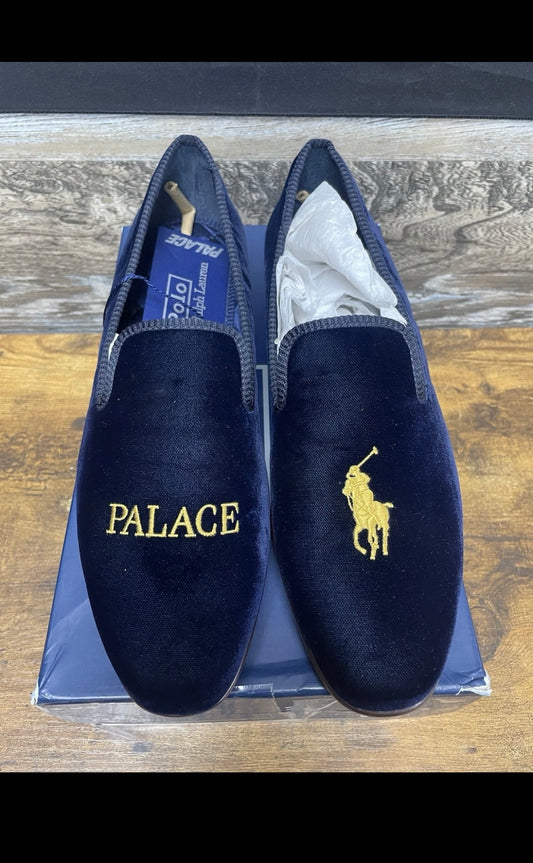 9-Polo Ralph Lauren Palace Formal Navy Velvet Slipper